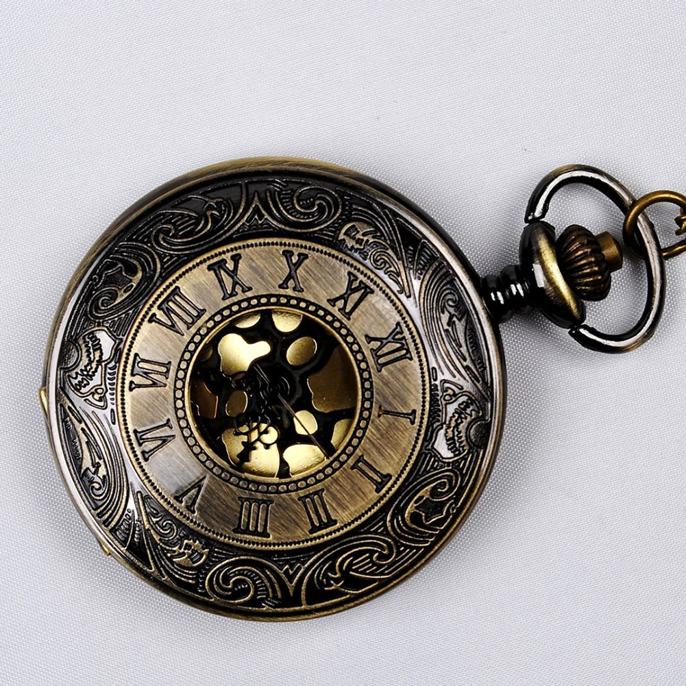 Classical Large Gold Face Roman Pocket Watch Stylish Scale Bronze | Наручные часы