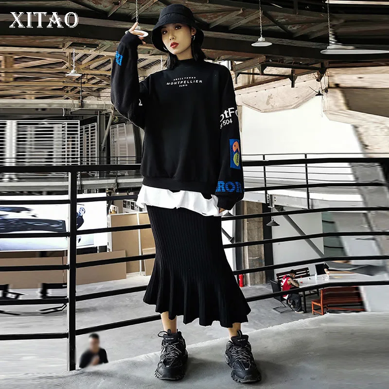 XITAO комплект из 2 предметов с буквенным принтом женский плюс размер Модный