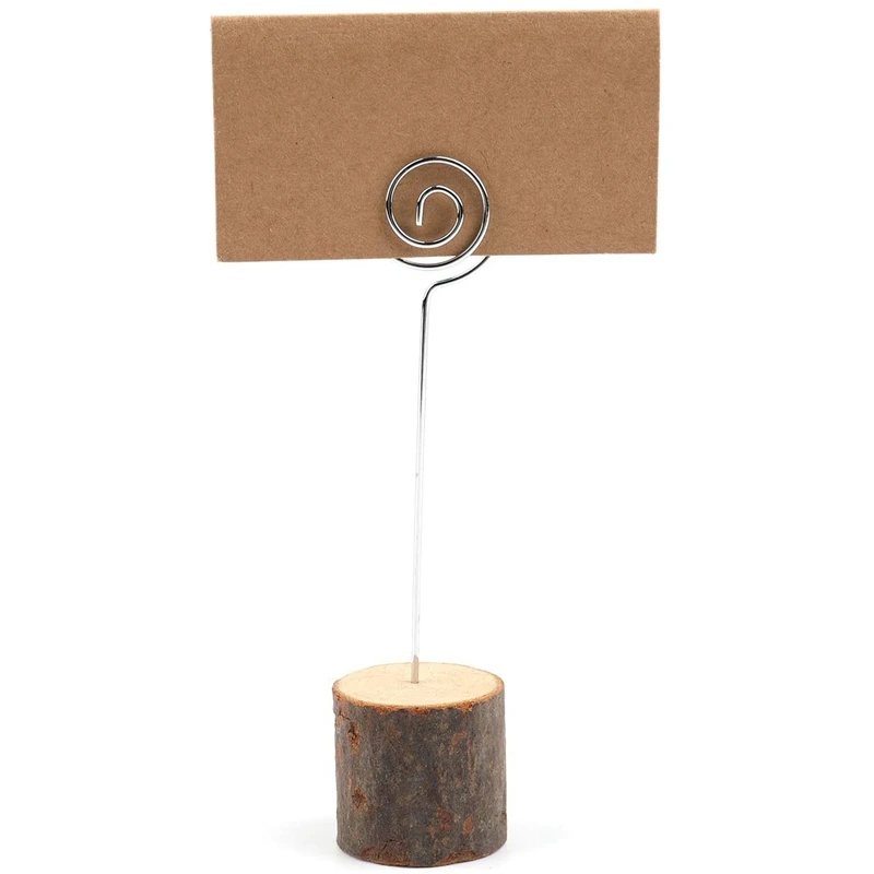

20Pcs Wedding Wooden Stump Name Place Card Stand Rack Table Number Card Clip Wood Craft Decoration Home Party Supplies