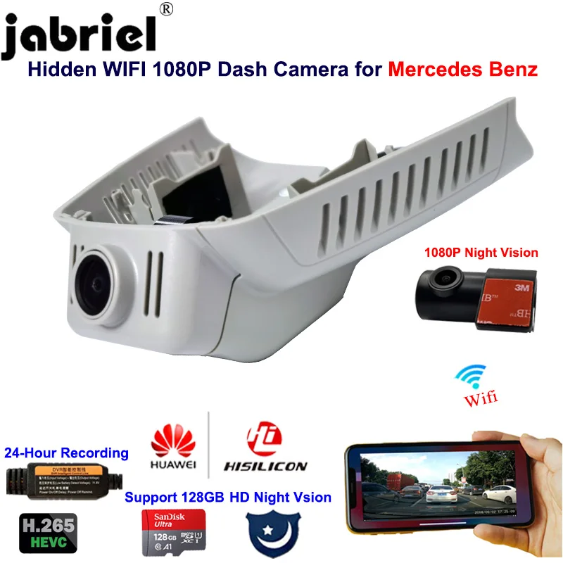 Скрытый видеорегистратор Jabriel 2K 1080P с Wi-Fi для Mercedes benz E180 E200 E250 E260 E300 GLK260 GLK300 GLK350 w211