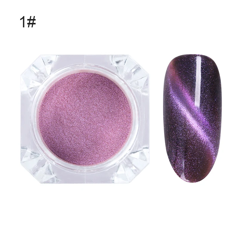1 коробка кошачий глаз блеск для ногтей порошок 3D магнитный эффект хромовый