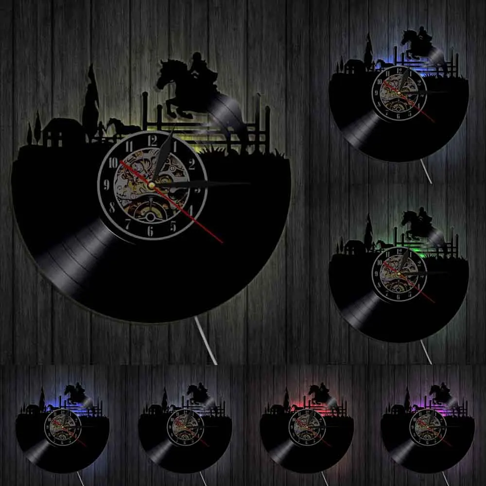 Настенные часы для верховой езды винтажные спортивные настенные с виниловой