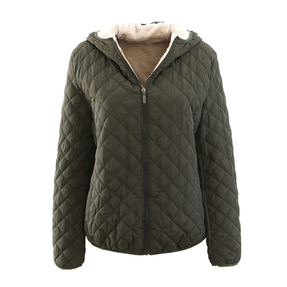 Army green 2 MoneRffi, зимнее женское хлопковое пальто, пальто, куртки, повседневное, на молнии, стоячий воротник, однотонная короткая верхняя одежда, женские парки, Mujer - Цвет: Army green 2