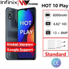 Infinix HOT 10 PLAY Global Version 2GB 32GB  4GB 64GB Smart Phone 6.82 HD+ Display 6000mAh Helio G25 G35 MobilePhones