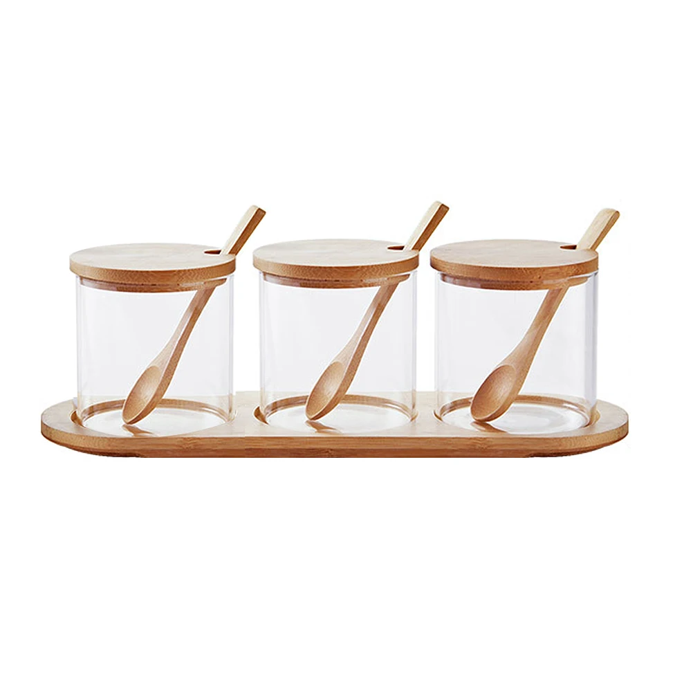 Стеклянные герметичные банки с ложкой набор из 3 предметов стеклянный семейный