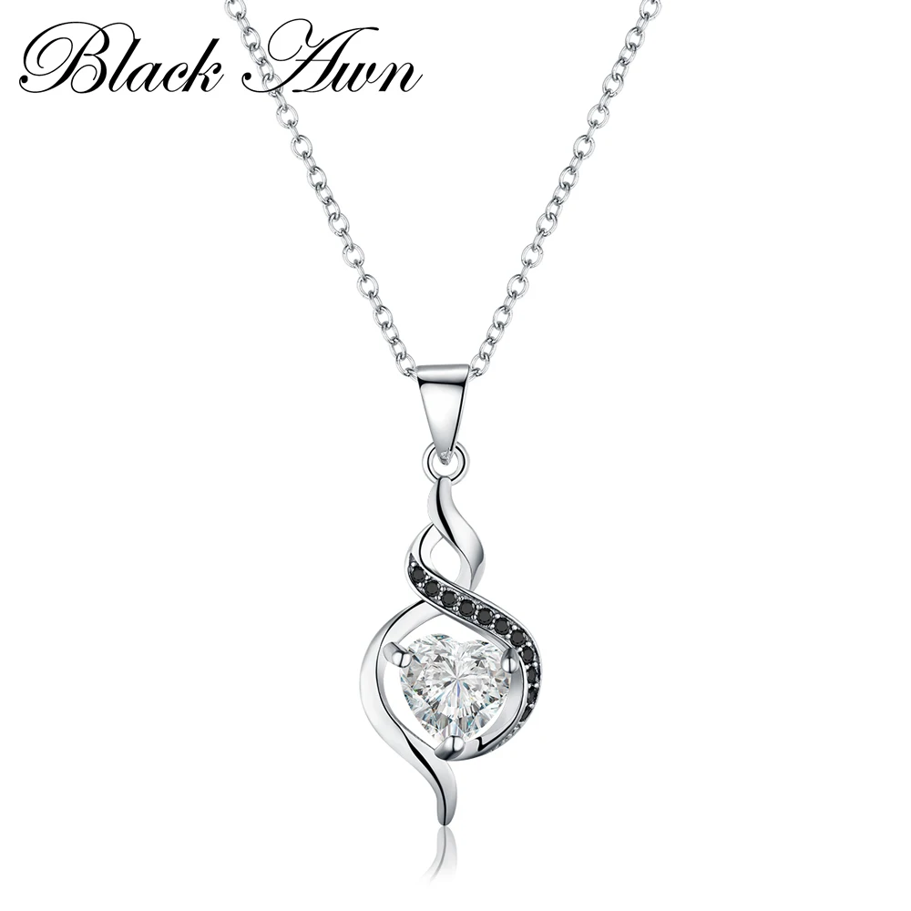 925 Sterling Silver Fine Jewelry Trendy Engagement Punk Necklaces for Women Wedding Pendants  Silver Necklace P077