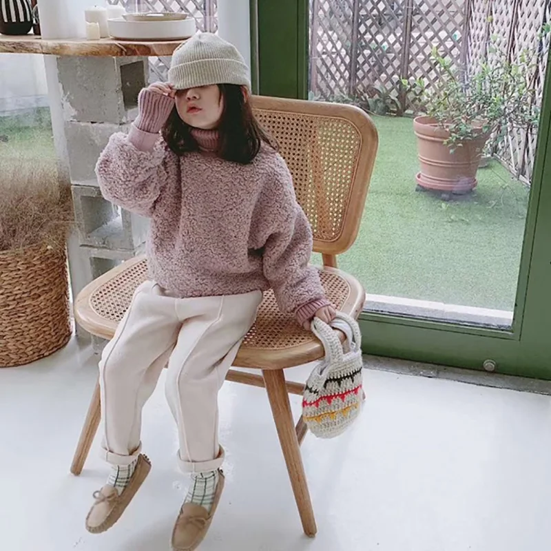 Осенние прямые штаны для мальчиков и девочек однотонные Повседневные детские