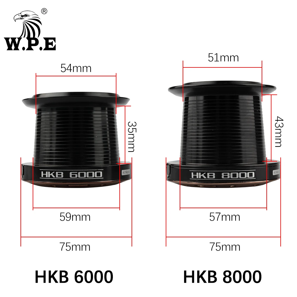 Катушка рыболовная W.P.E HKB металлическая катушка для спиннинга 6000 8000 макс.