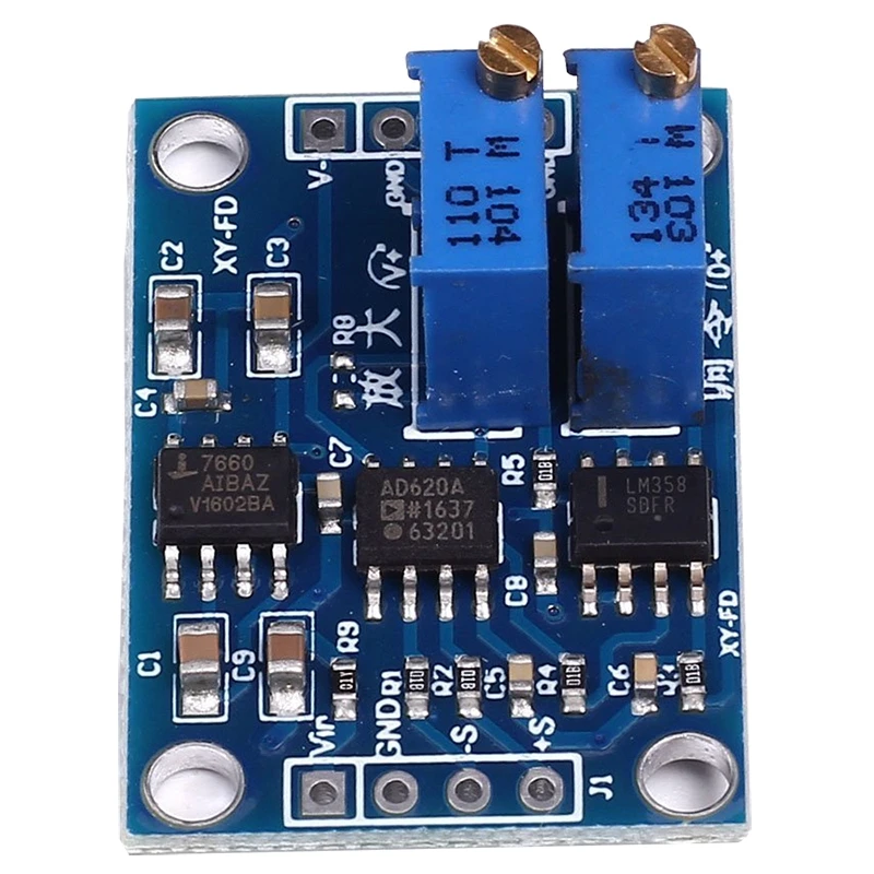 

AD620 Microvolt Millivolt Signal Amplifier Module 1.5-1000 Gain Adjustable