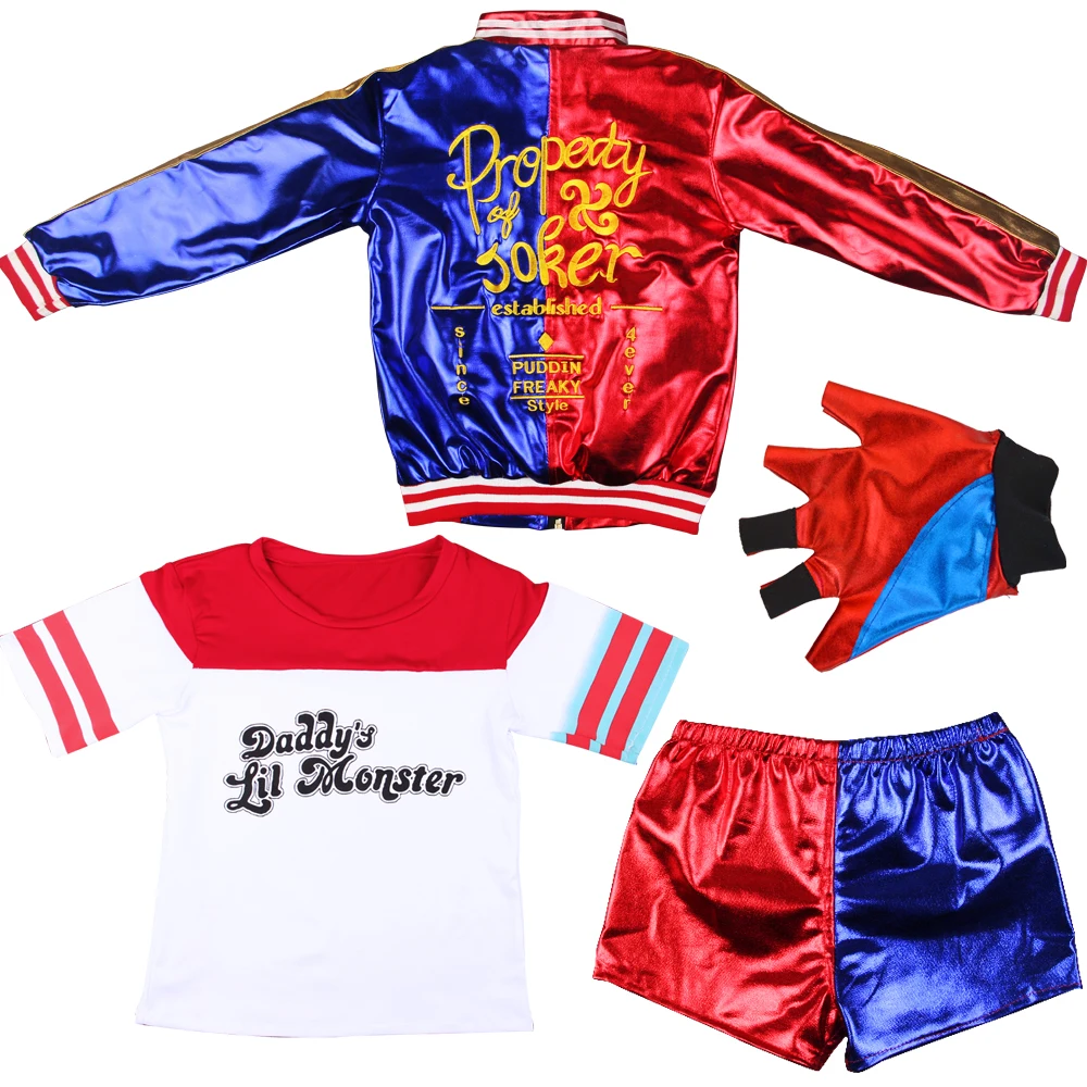 Костюм Харли из аниме Холодное сердце костюм Куинн для девочек рубашка с париком