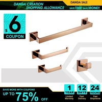 Rose Gold Bath Hardware Sets Stainless Steel Wall Mount Hook Toilet Paper Holder Towel Bar Stainless Steel Bathroom Accessories