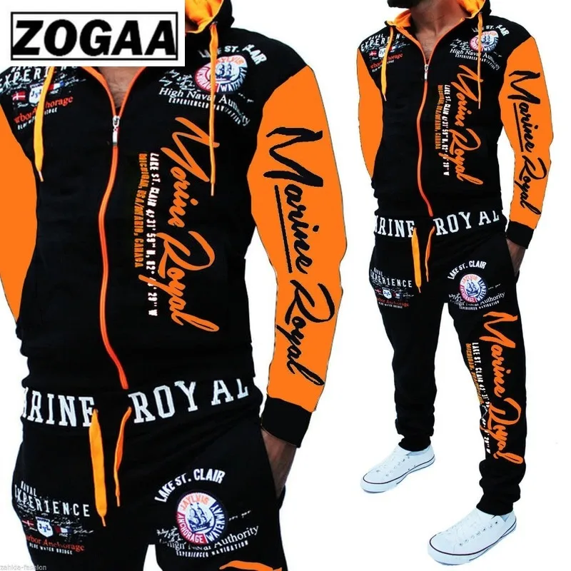 ZOGAA мужские спортивные костюмы куртка с капюшоном спортивный костюм новый