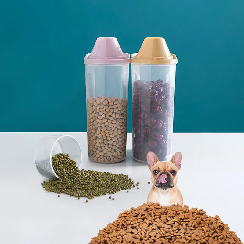

2021 Pet Cat and Dog Food Storage Bucket Sealed Moisture-proof Snack Can Multifunctional Large-capacity Pet Food Storage Bucket