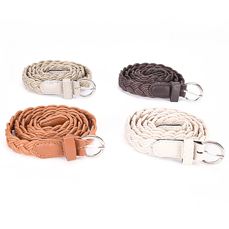 

110cm Leather Weave Belts Women Braided Belt Slim Casual Waistband Girdle