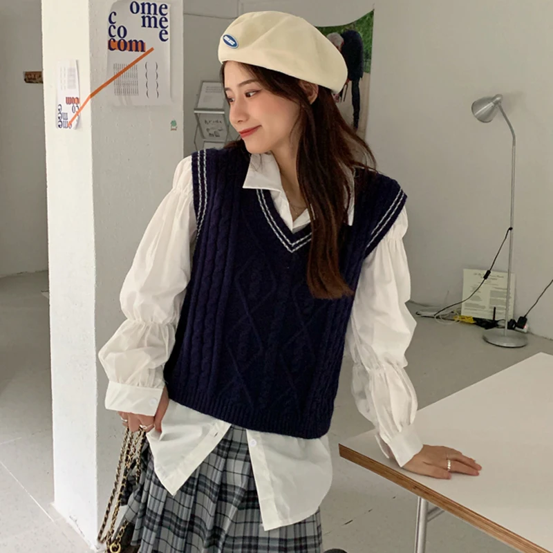 

Make firm offers joker striped v-neck twist brief paragraph sweater vests women sleeveless vest