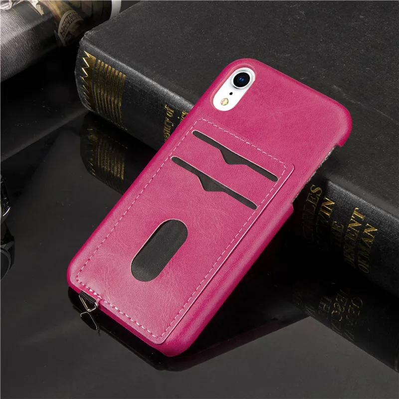 Rose Роскошный чехол из искусственной кожи для iPhone XS MAX чехол-накладка держатель для карт защитный чехол для iPhone 11 Pro X XR XS Max 8 7 6 Plus - Цвет: Rose