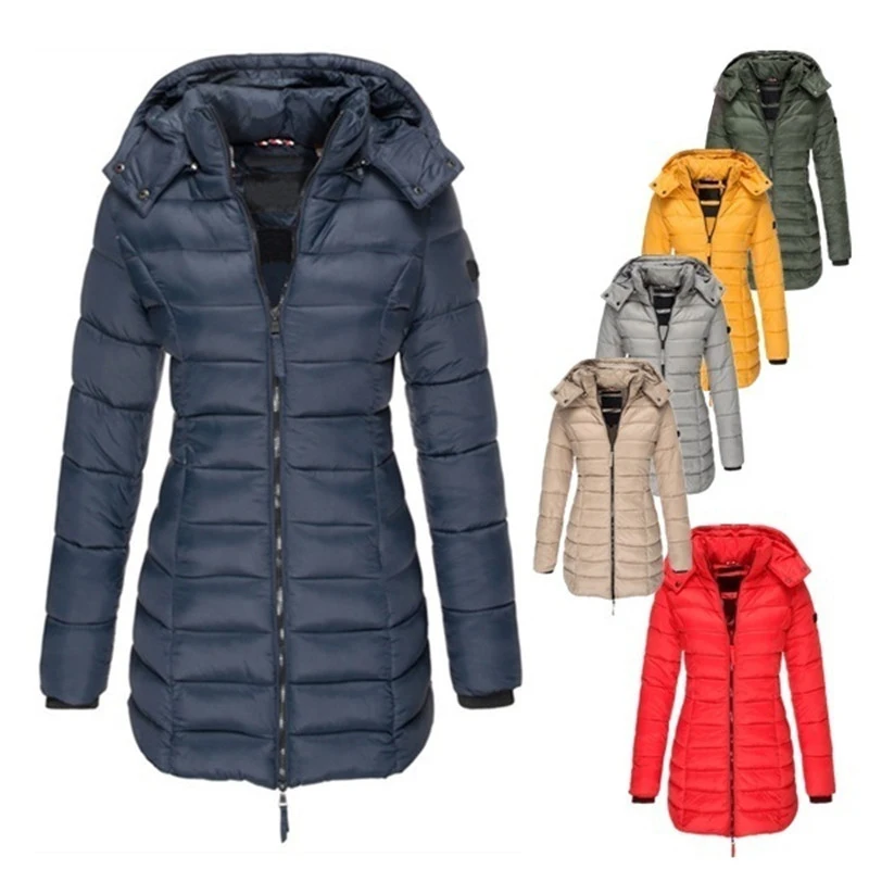 Hooded Parkas Women Down Jacket 2022 Autumn Winter Coat Classic Fashion Clothes Yellow Red Blue Gray Black Green Manteau Femme
