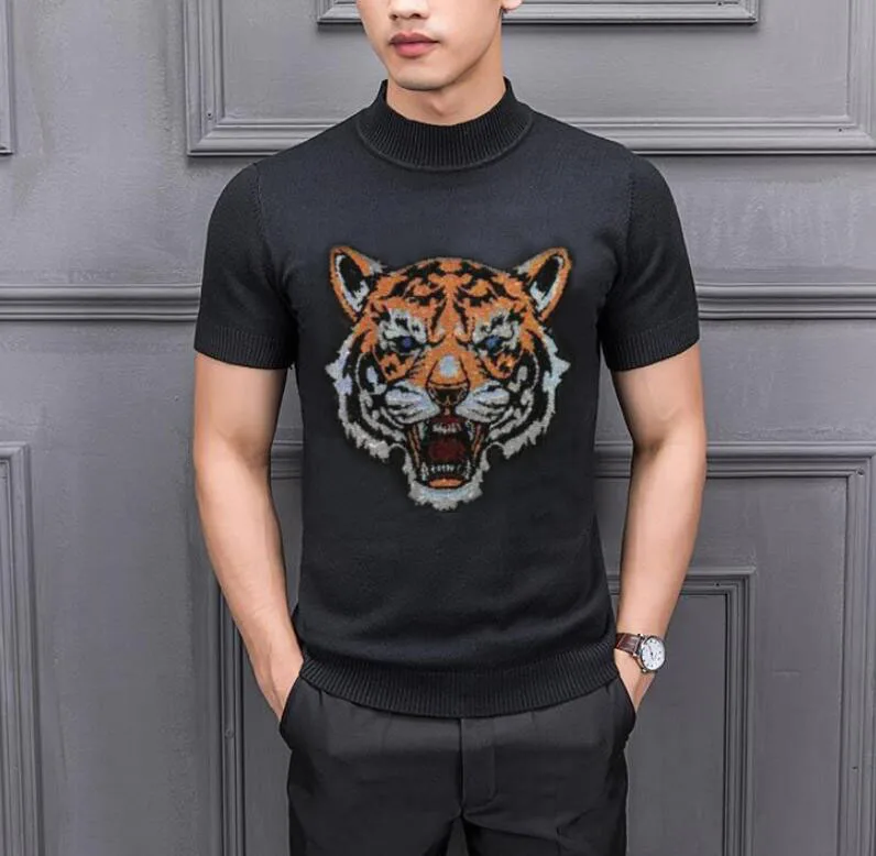 

2021 Повседневный вязаный свитер с коротким рукавом и круглым вырезом, Мужской пуловер, одежда, модные топы, одежда, вязаные свитера, пуловеры