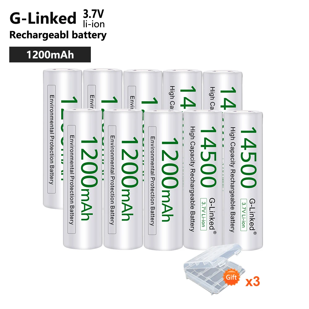 10 шт. 14500 Батарея 3 7 V 1200 мА/ч Перезаряжаемые Li-Ion для светодиодный фонарик