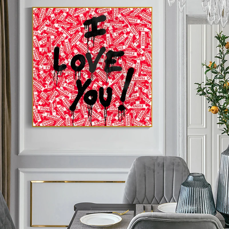 

Pop Art I LOVE YOU Letter Canvas Paintings Graffiti Wall Street Art Posters and Prints Decorative Pictures for Home Decor