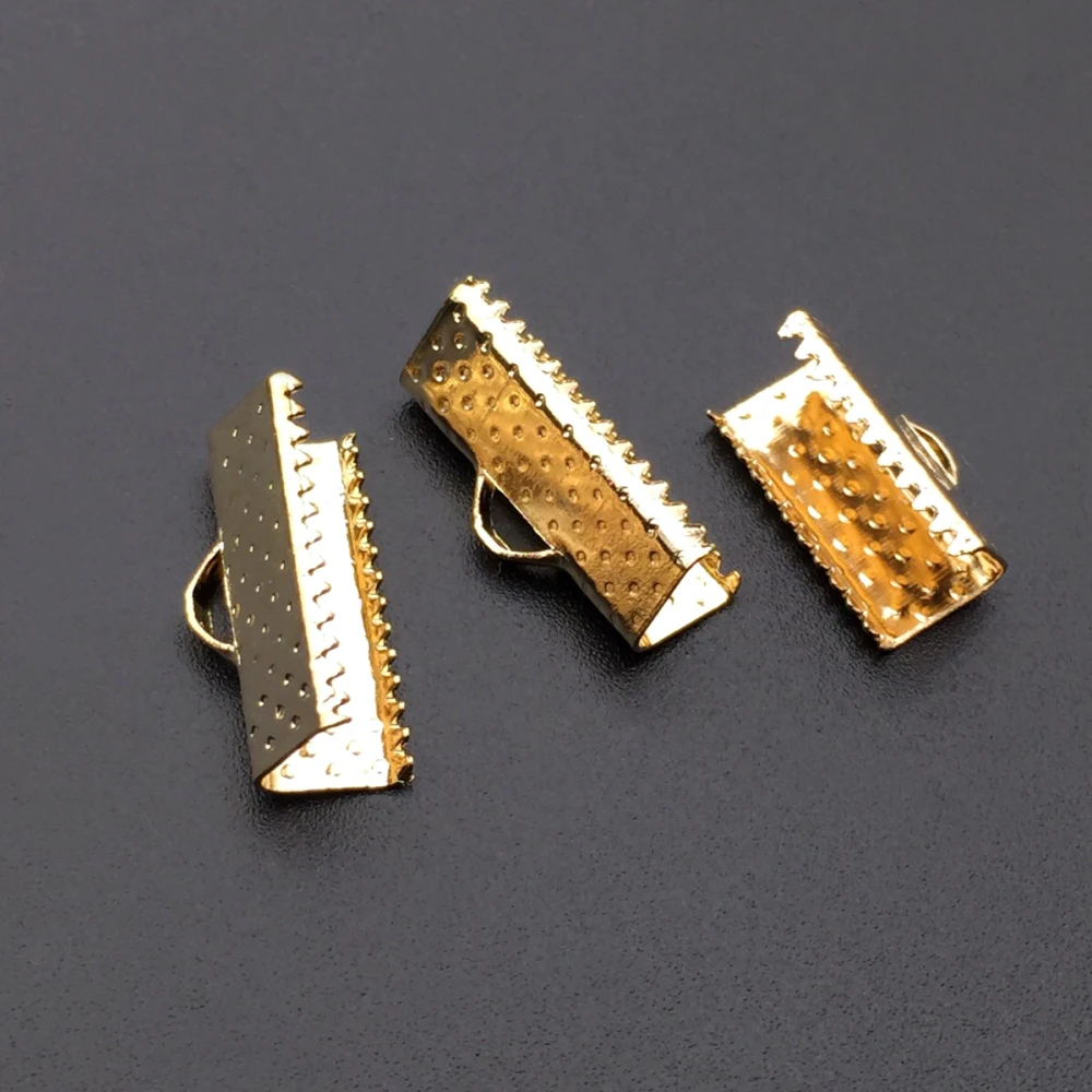 50 шт. металлические концевые колпачки золотистого и серебристого цвета