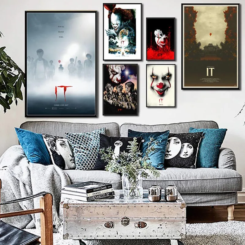 

Wall Art Canvas Painting Printmaking Home Decoration IT Movie Stephen King Horror Movie Painting Nordic Color Style Poster Boy R