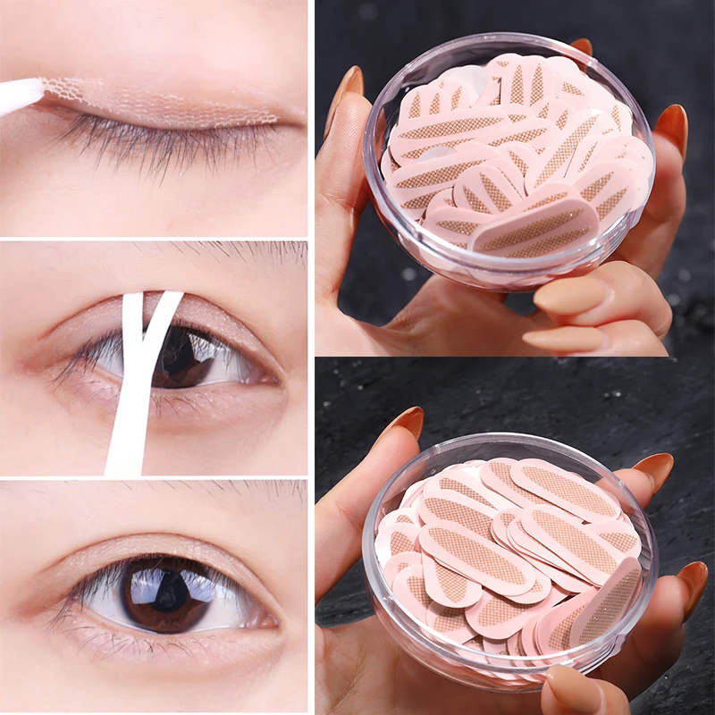 

150 Pair Gauze Mesh-Lace Invisible Double-fold Eyelid Sticker Transparent Invisible Self-adhesive Eyelid Tape Sticker With Box