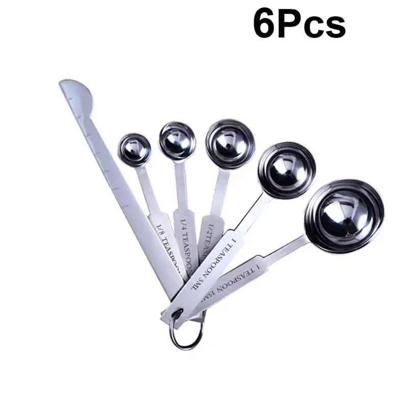 6pcs Stainless Steel Measuring Spoon Cooking Measure Cup Seasoning Spoons Coffee Tea Kitchen Accessory (Silver) | Дом и сад