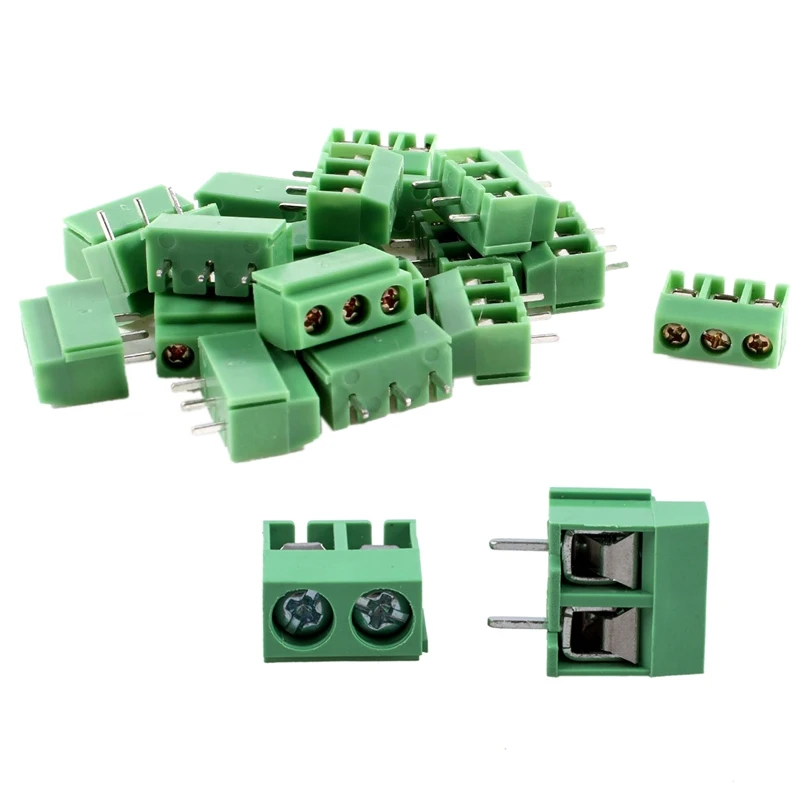20 шт 3 Pin и 2 полюса 5 мм шаг Pcb крепление винтовой клеммный блок Ac 250V 8A|Терминалы| |