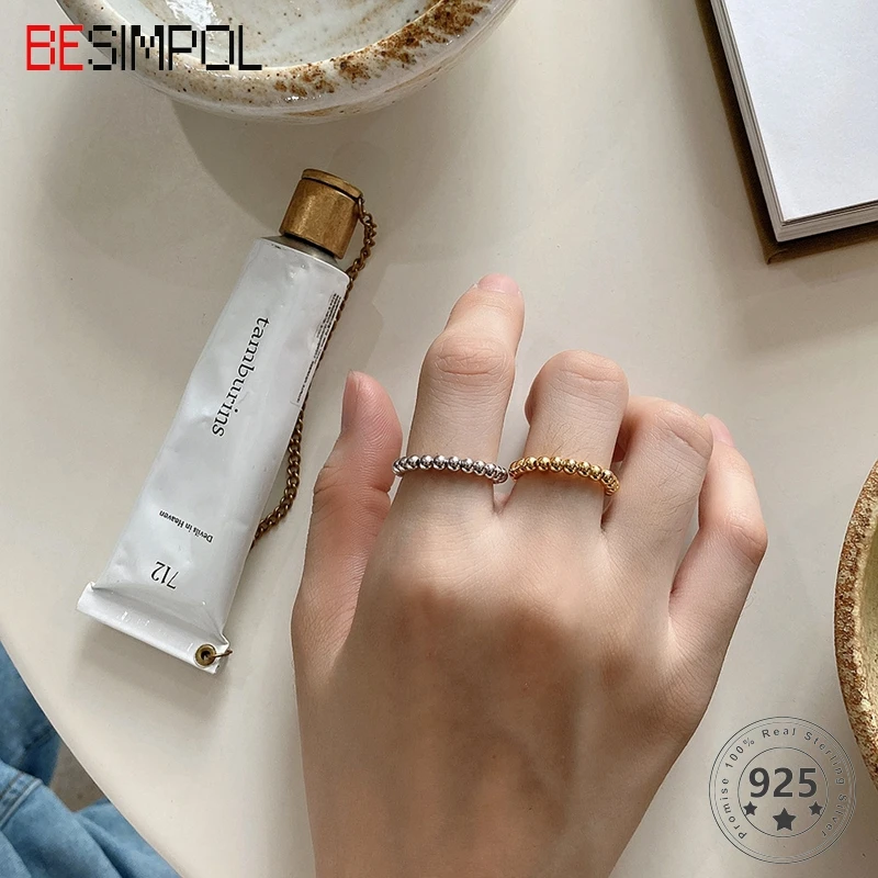 

Кольцо женское из серебра 925 пробы, регулируемое, с круглыми бусинами