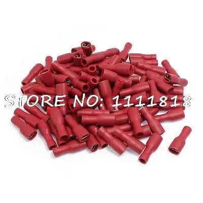 

100pcs 6.35 x 0.8mm Insulated Female Crimp Terminal Connectors Red FDFD2-250