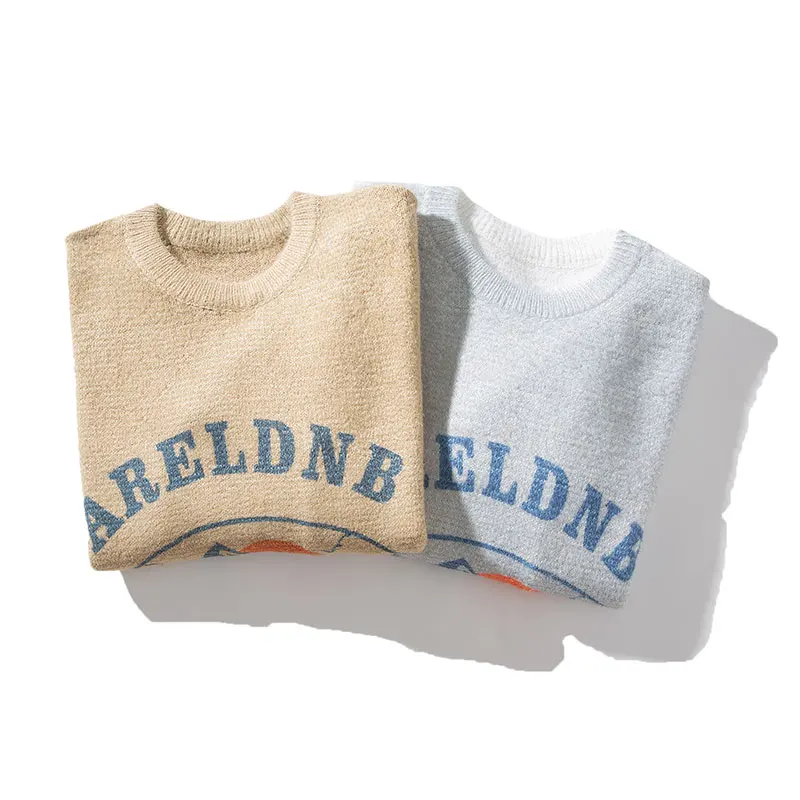 Вязаный свитер в стиле Харадзюку мужской минималистичный пуловер с надписью Snow