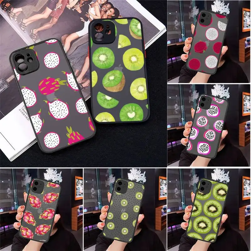 

Cartoon fruit cute dragon fruit kiwi Phone Cases Matte Transparent for iPhone 7 8 11 12 s mini pro X XS XR MAX Plus cover funda