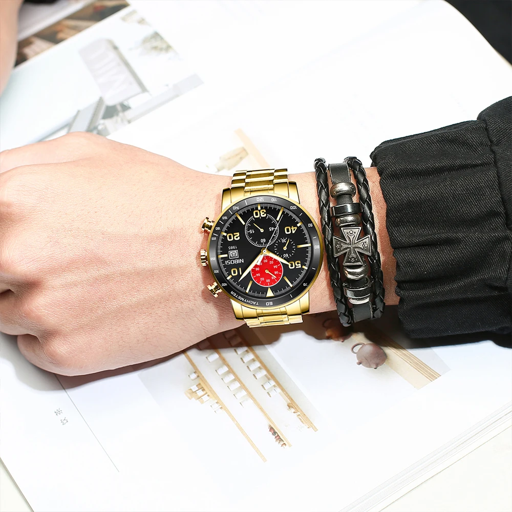 

NIBOSI 2020 Quartz Watch Man Wrist Watch Blue Design Sports Full Steel Waterproof Creative Male Watches Relogio Masculino