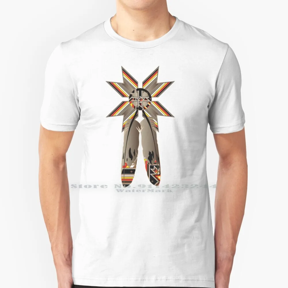

Lakota Design T Shirt Cotton 6XL Melvin War Eagle Pop Art Popular Art Feathers Medicine Wheel Dreamcatcher Culture