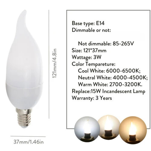 10x светодиодный Люстра-пламя лампы 3 Вт E12 E14 B22 E27 свеча 2835 SMD Velas Decorativas Домашнее освещение Замена 25 Вт галогенные лампы - Испускаемый цвет: E14