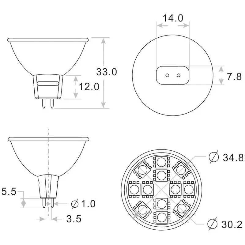 MR11 GU4 затемнения светодиодный жилой лампы Стекло крышка IP20 12 Светодиодный 2835SMD 10 30