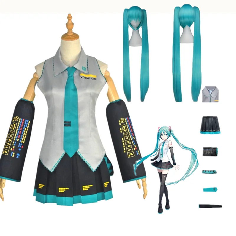 Vocaloid Miku - Japanese Men Women Wig Costume Future Cosplay Outfit for Beginners Female Halloween Plus Size | Тематическая одежда