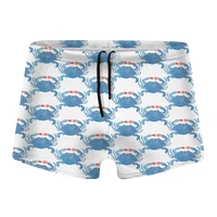 summer men swimming trunks boy swimsuit funny crab abstract pattern shorts hot spring surfing swimwear boxer shorts