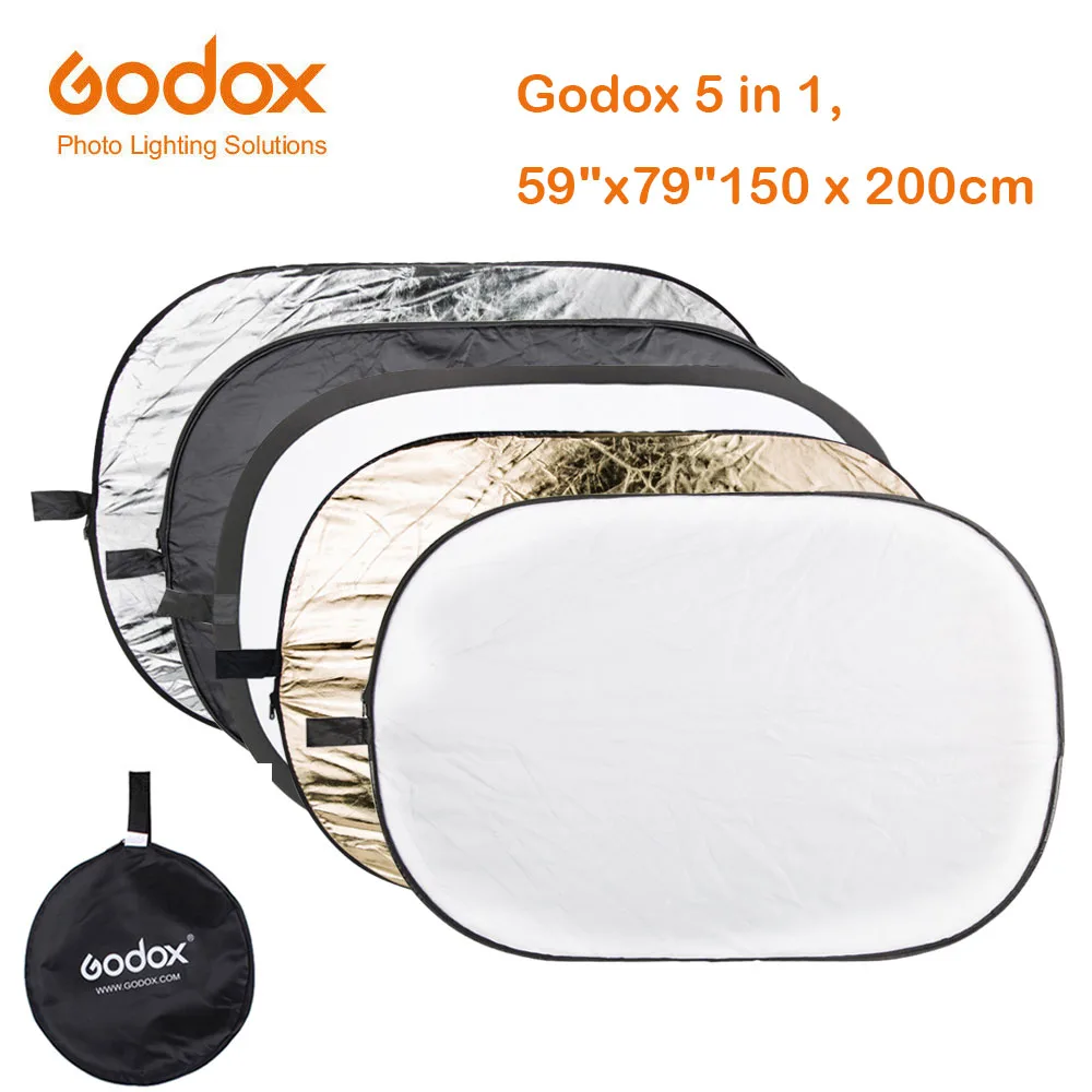 

GODOX 59"x79" 150 x 200cm 5 in 1 Portable Collapsible Light Round Photography Reflector shooting light reflector for Studio