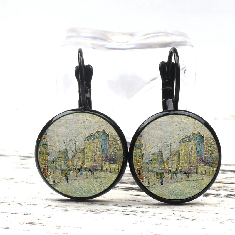 Серьги с изображением Ван Гога в стиле ретро Висячие круглые украшения