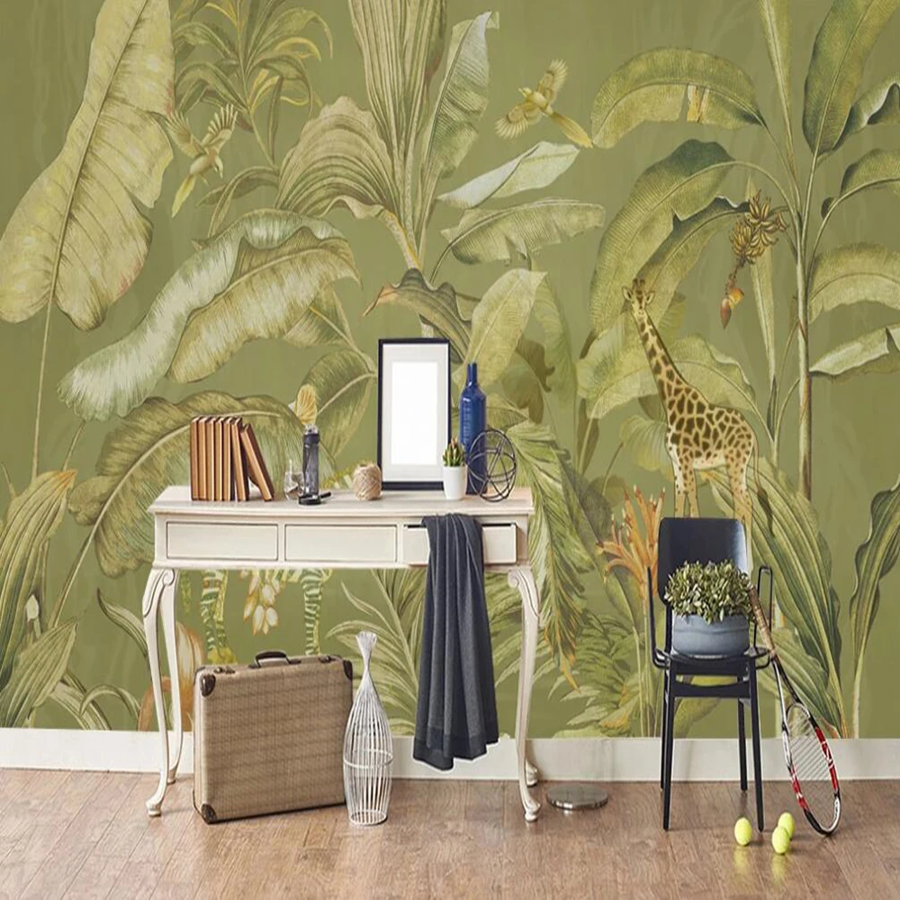 Milofi пользовательские 3D росписи обоев Ретро тропические растения зеброй и
