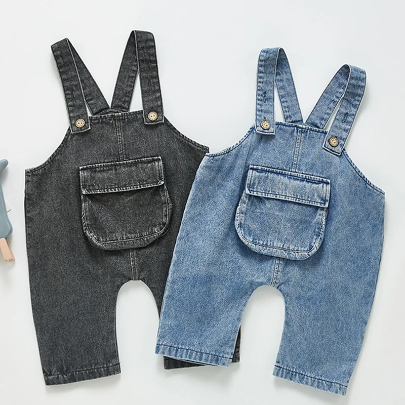 

Infant Baby Boys Girls Jumpsuit Overall Denim Suspenders Big Pocket Casual Romper Pants Spring Autumn Baby Girls Clothes