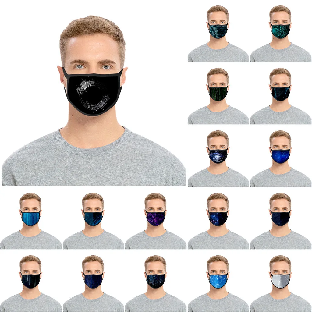 -Пылезащитная ветрозащитная Дымчатая маска с модным принтом для мужчин и женщин