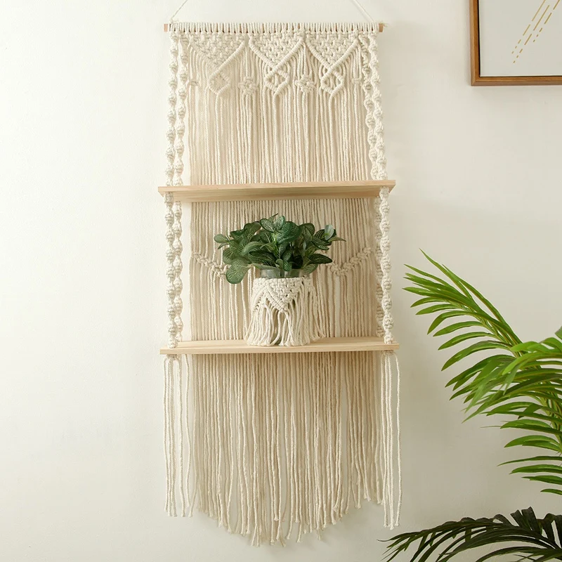 Настенная подвесная полка макраме в стиле бохо плавающая идеально подходит для