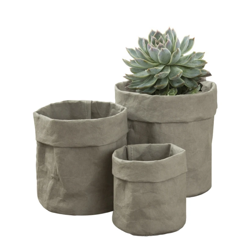 

Flower Pots Mini Succulents Planter Pot Washable Kraft Paper Flowerpot Creative Desktop Flower Pots Reuseable Home Storage Bag