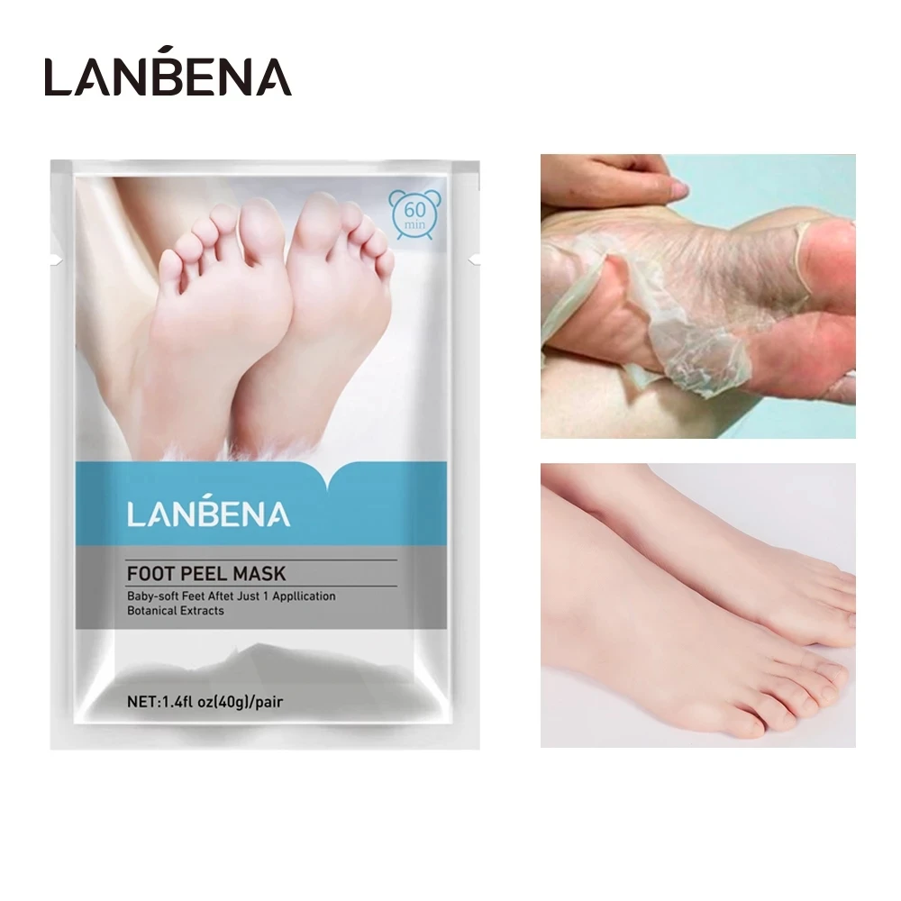 

LANBENA Foot Peel Mask Exfoliating Remove Dead Skin Calluses Crack Thoroughly in 7 Days Peeling Cuticles Heel Only Need One Pair
