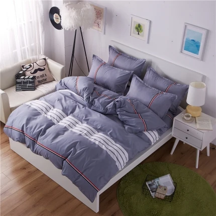 as Классический комплект постельных принадлежностей Размер 5 Серый Синий цветок постельное белье 4 шт./компл. постельное белье пастырской простыня AB сбоку пододеяльник 50 - Цвет: as