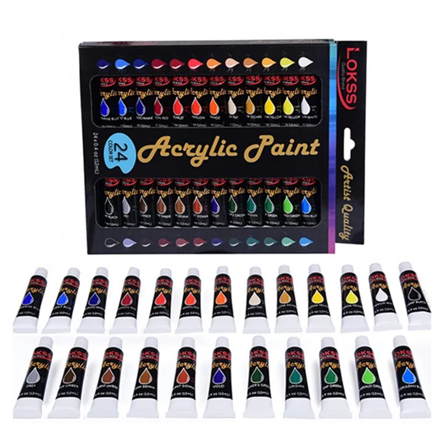 

Acrylic Paint Set 24 Colours 12ml, Non Toxic Non Fading, Rich Pigment for Kids, Adults, Beginner & Professional Artists