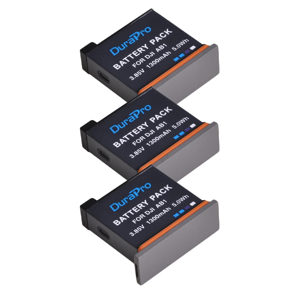 3 Battery DuraPro 2 шт. 1300 мАч AB1 Замена батарейный блок камеры+ светодиодный 3-слоты USB Зарядное устройство для DJI Osmo AB1 пульт дистанционного управления для спортивной Камера - Цвет: 3 Battery